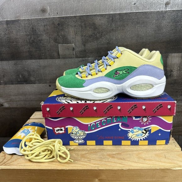 Men’s Reebok Sneakers BBC Ice Cream Question‎ Low ‘Yellow Lilac Glow’ FZ4345 8